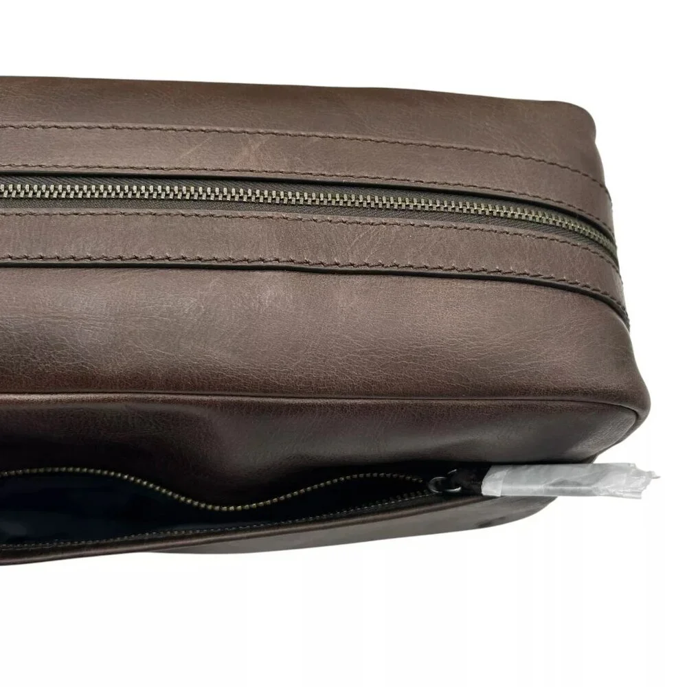 FRYE Men's Leather Logan Travel Bag Brown Smooth Grained Finish 10.5in W x 5in H